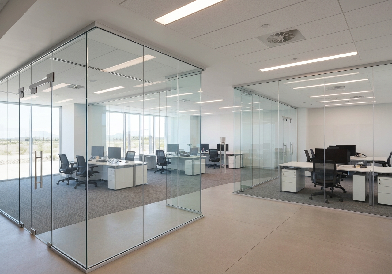 Office Glass Partitions Modern Office Interior with Glass Partitions in Tucson